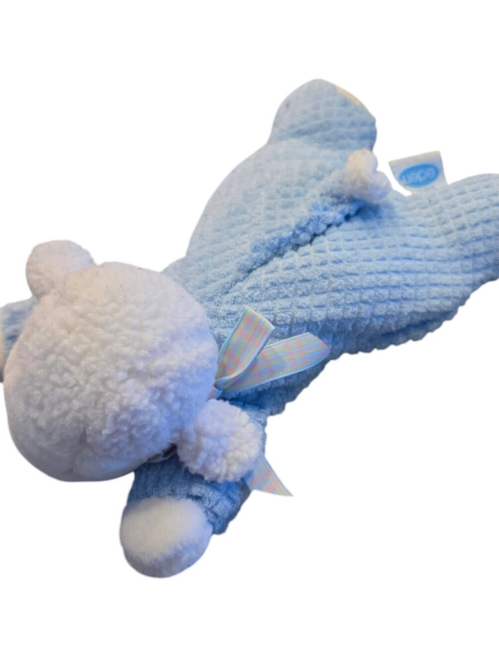 Vintage Eden White Baby Lamb Blue Terry Cloth Waffle Weave Thermal Plush Floppy
